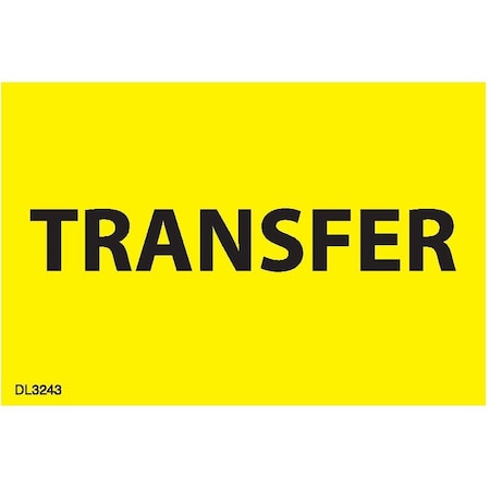 Decker Tape Products Label, DL3243, TRANSFER, 2" X 3" DL3243